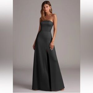 Azazie Wren - Stretch Satin - Black